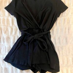 SHEIN Elegant Black Belted Romper
